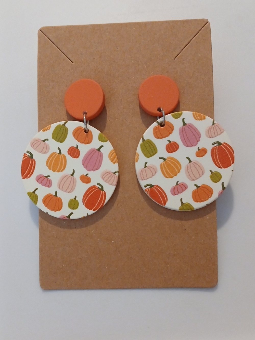 Fashion Jewelry Pumpkin Print Drop Earrings - Orange, Pink, Green
